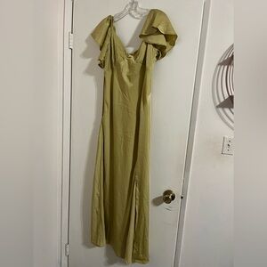 Off the shoulder light green dress from commense